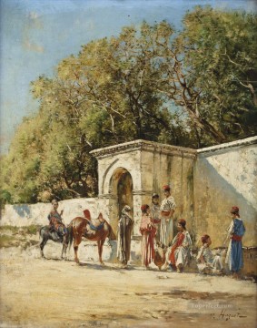 チュニスのフォンテーヌ・オ・アンヴィロン・ヴィクトル・ユゲ・アラベール Oil Paintings